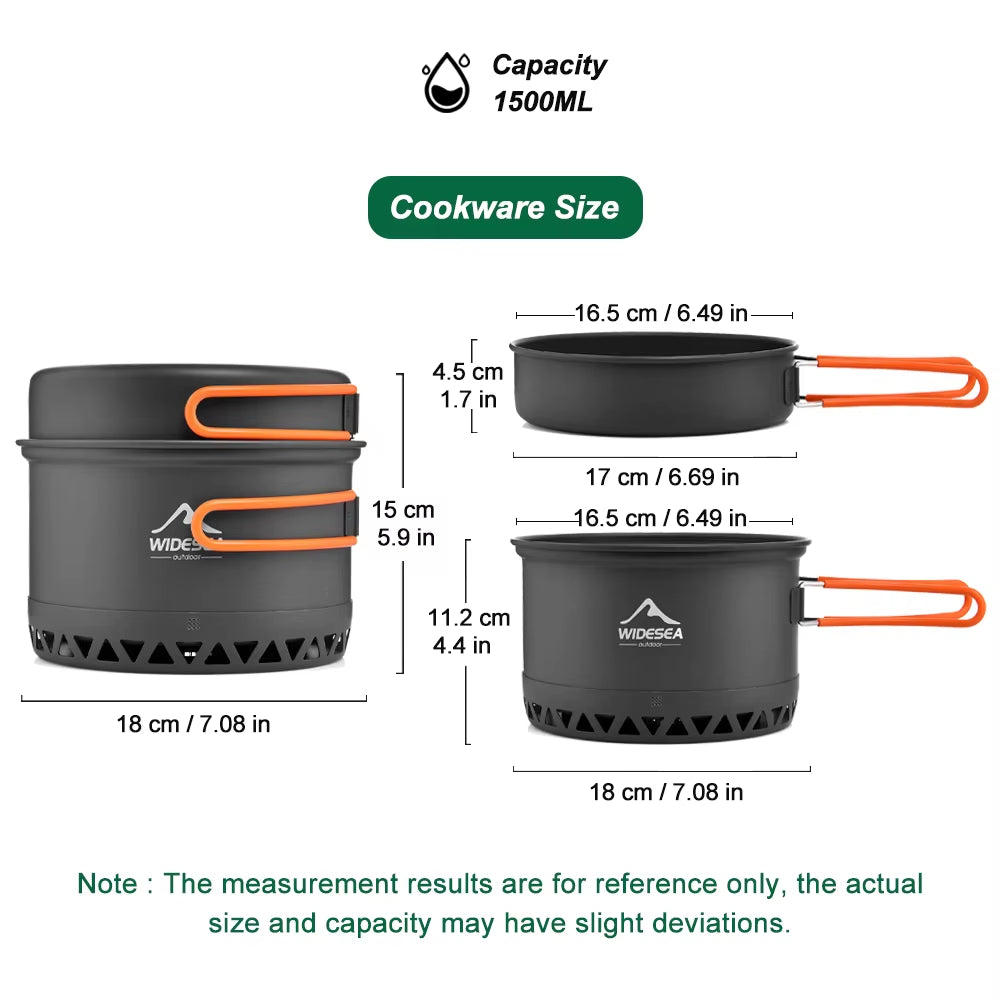 Camping Cookware Pots and Cups Outdoor Cooking Heat Cooker Travel Tableware Bowler Tourist Kitchen Pot Utensil Equipment