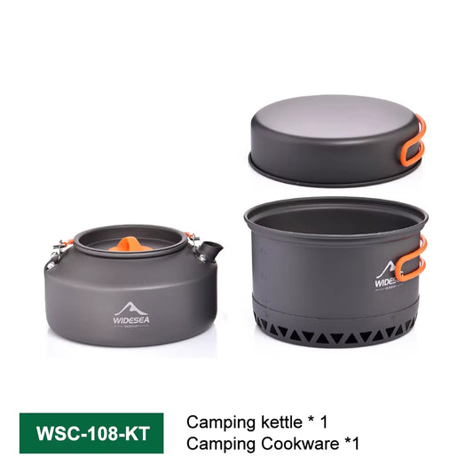 Camping Cookware Pots and Cups Outdoor Cooking Heat Cooker Travel Tableware Bowler Tourist Kitchen Pot Utensil Equipment